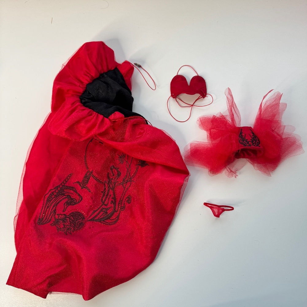 Integrity Sinuhe Guzman Surrealist Gala Vanessa Perrin Red Top Skirt Cape Thong